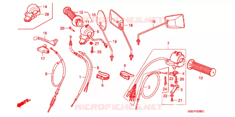 LEVIER DE GUIDON - CABLE - COMMODO Honda MOTO 50 CHALY 1988  CF50J
