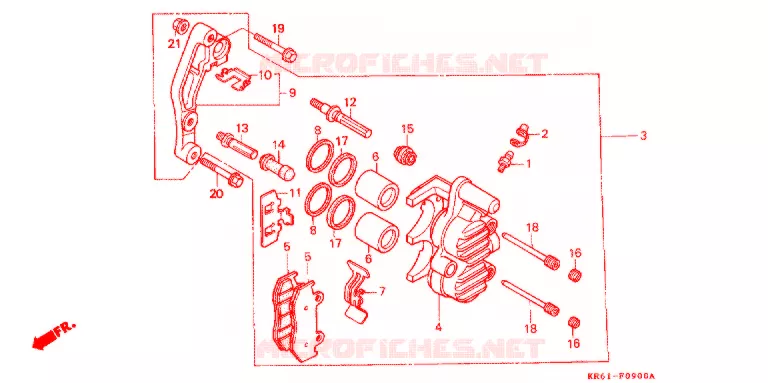 ETRIER DE FREIN AVANT (1) (RF/R2F/RH) Honda MOTO 250 XL 1986  XLR250R2F