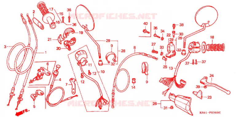 LEVIER DE GUIDON - CABLE - COMMODO Honda MOTO 250 XL 1985  XLR250R2F