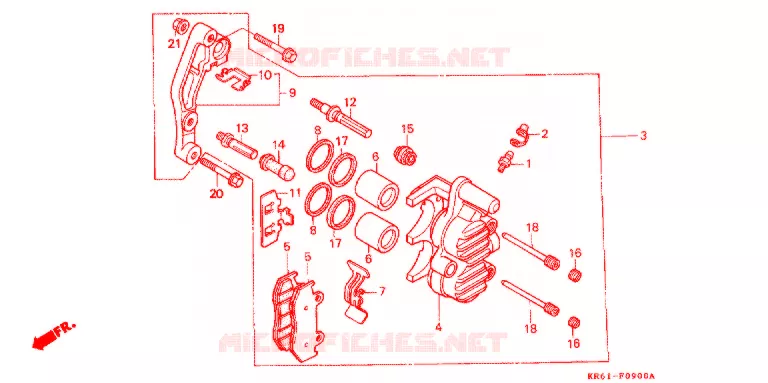 ETRIER DE FREIN AVANT (1) (RF/R2F/RH) Honda MOTO 250 XL 1986  XLR250RF