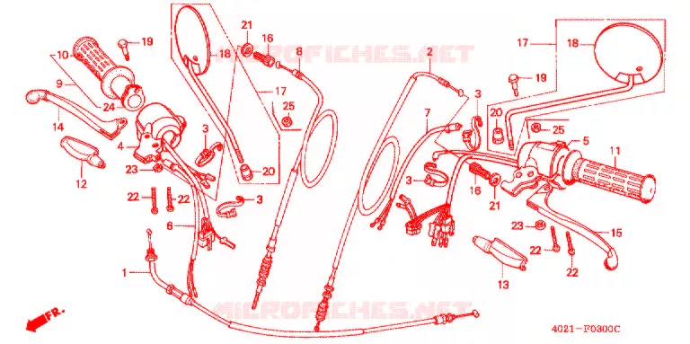 LEVIER DE GUIDON - CABLE - COMMODO Honda MOTO 125 CD 1984  CD125TF
