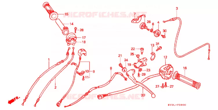 LEVIER DE GUIDON - CABLE - COMMODO Honda MOTO 250 NSR 1990  NSR250R9L
