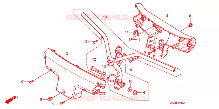GUIDON - CARENAGE Honda SCOOTER 50 GYRO 2010  TC508