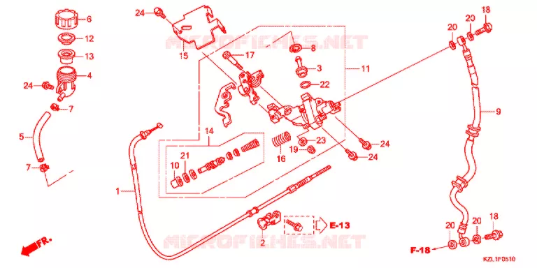 MAITRE-CYLINDRE DE FREIN (CBS) Honda SCOOTER 110 DIO 2011  NSC110WHB