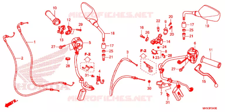 LEVIER DE GUIDON - CABLE - COMMODO Honda MOTO 650 CB 2019  CB650RAK