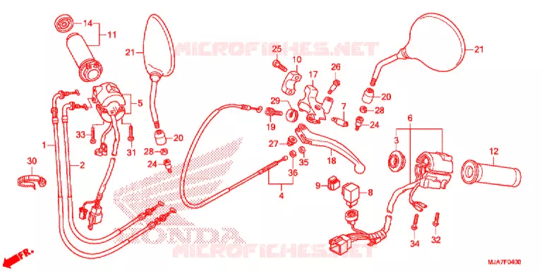 LEVIER DE GUIDON - CABLE - COMMODO Honda MOTO 750 SHADOW 2019  VT750CSK