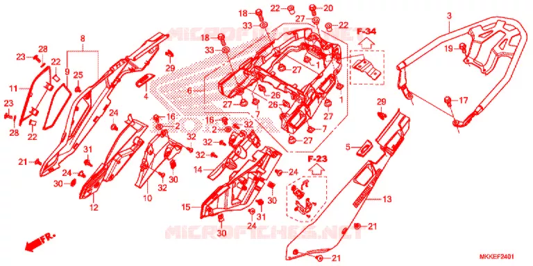 COUVERCLE LATERAL - PORTE BAGAGE ARRIERE (CRF1000A2/AL2/D2/DL2) Honda MOTO 1000 AFRICA-TWIN 2019  CRF1000A2K