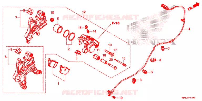 ETRIER DE FREIN ARRIERE Honda MOTO 1000 AFRICA-TWIN 2019  CRF1000ALK