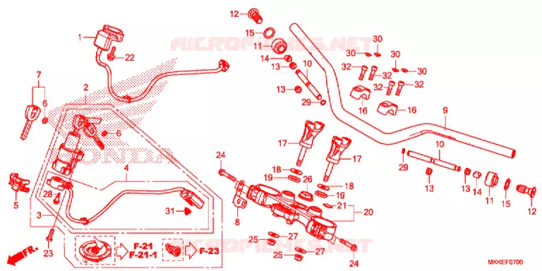 GUIDON - TE DE FOURCHE Honda MOTO 1000 AFRICA-TWIN 2019  CRF1000DK