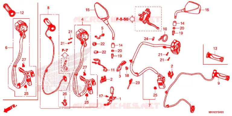 COMMODO - LEVIER - CABLE (CRF1000D/D2/DL/DL2) Honda MOTO 1000 AFRICA-TWIN 2019  CRF1000DL2K