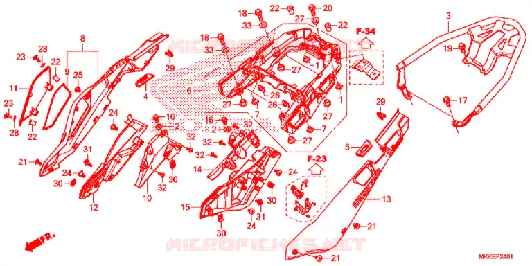 COUVERCLE LATERAL - PORTE BAGAGE ARRIERE (CRF1000A2/AL2/D2/DL2) Honda MOTO 1000 AFRICA-TWIN 2019  CRF1000DL2K