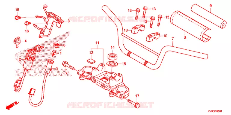GUIDON - TE DE FOURCHE (CRF110FK) Honda MOTO 110 CRF 2020  CRF110FK