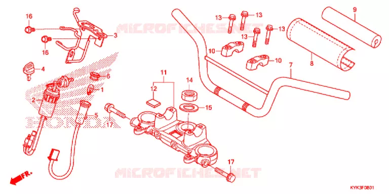 GUIDON - TE DE FOURCHE (CRF110FK) Honda MOTO 110 CRF 2019  CRF110FK