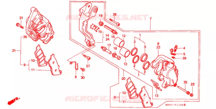 ETRIER DE FREIN AVANT Honda MOTO 800 PC800 1990  PC800L