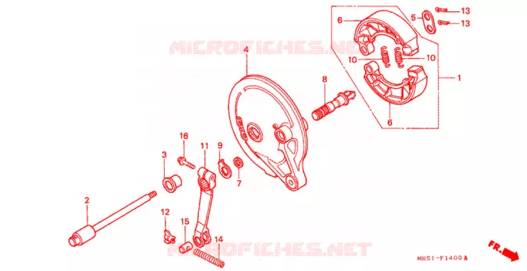 FLASQUE - MACHOIRES DE FREIN ARRIERE Honda MOTO 800 PC800 1991  PC800R