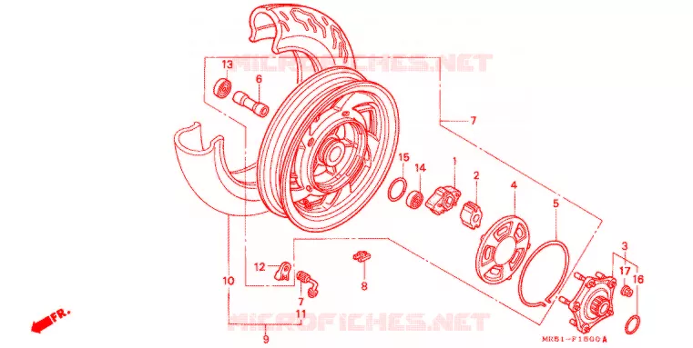 ROUE ARRIERE Honda MOTO 800 PC800 1994  PC800R