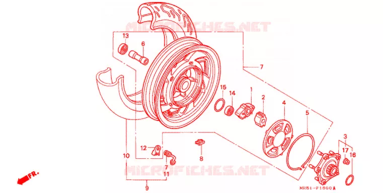 ROUE ARRIERE Honda MOTO 800 PC800 1997  PC800T