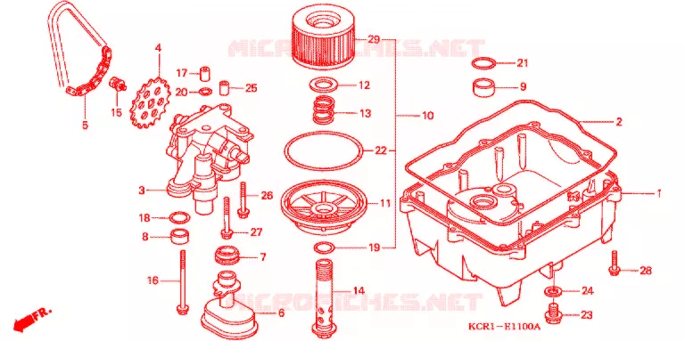 FILTRE A HUILE - CARTER D'HUILE - POMPE A HUILE Honda MOTO 250 MAGNA 1996  VT250CT_III