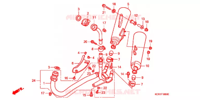 SILENCIEUX D'ECHAPPEMENT Honda MOTO 250 MAGNA 1996  VT250CT_III
