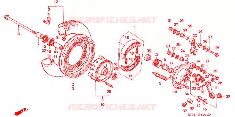 ROUE AVANT (CH125H/N/P/R) Honda SCOOTER 125 SPACY 1992  CH125N