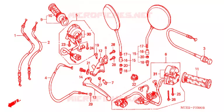 COMMODO - LEVIER - CABLE Honda MOTO 400 CB 2008  CB400L6