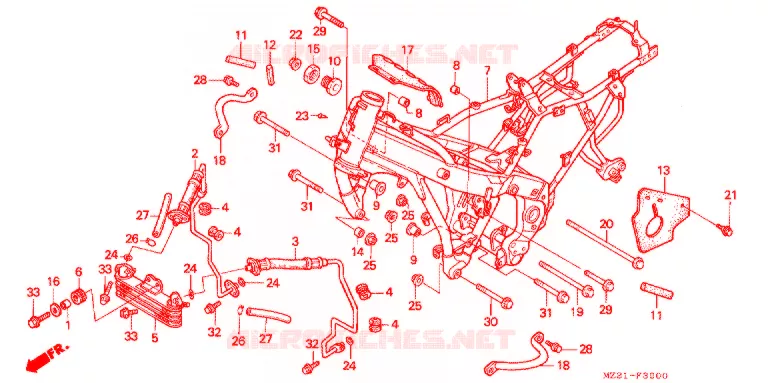 CADRE - RADIATEUR D'HUILE Honda MOTO 1000 CBR 1995  CBR1000FS