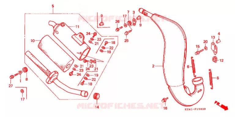 ECHAPPEMENT (CR125RL/M/N/P/R/S) Honda MOTO 125 CR 1995  CR125RS