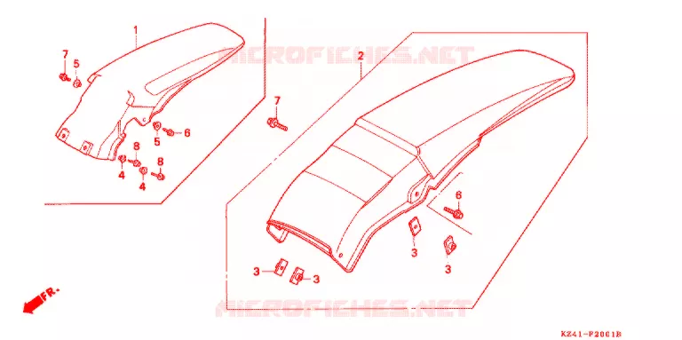 GARDE-BOUE ARRIERE (CR125RM/N/P/R/S/T/V) Honda MOTO 125 CR 1996  CR125RT