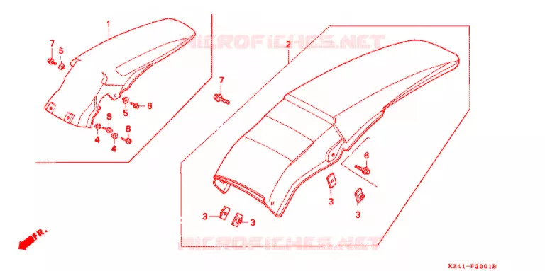 GARDE-BOUE ARRIERE (CR125RM/N/P/R/S/T/V) Honda MOTO 125 CR 1997  CR125RV