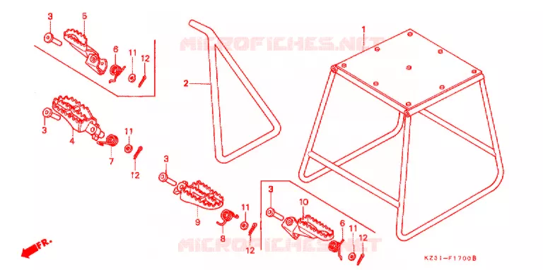 BEQUILLE - REPOSE PIEDS Honda MOTO 250 CR 1995  CR250RS