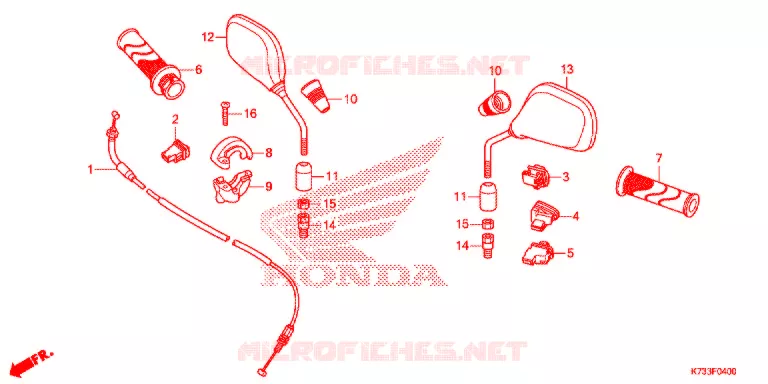 COMMODOS - POIGNEES - CABLES - MIROIR (AFS125MSF/CSF/KSFH) Honda MOTO 125 WAVE 2017  AFS125CSFH_TH