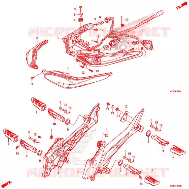 FEUX ARRIERE (AFS125MSF/CSF/KSFH) Honda MOTO 125 WAVE 2017  AFS125CSFH_TH