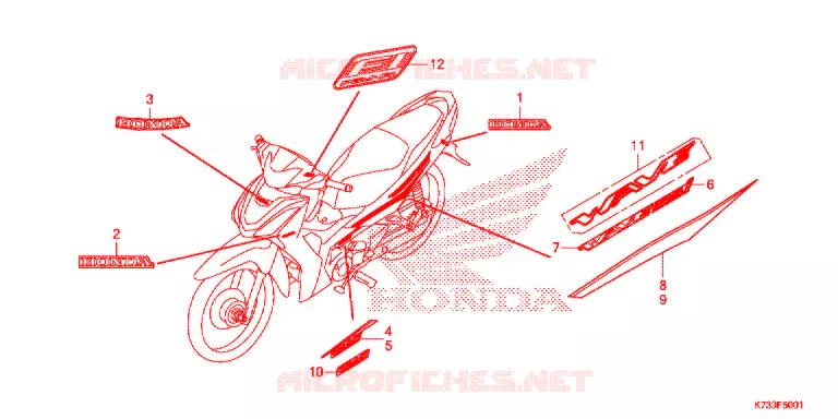 AUTOCOLLANTS (AFS125MSF/CSFK) Honda MOTO 125 WAVE 2018  AFS125CSFK