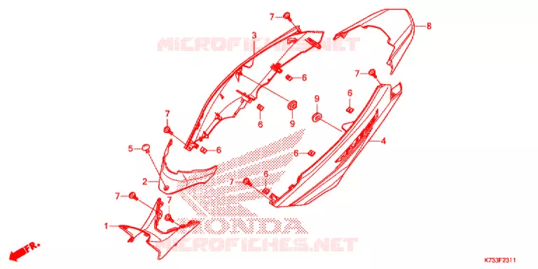 CARENAGE ARRIERE (AFS125MSF/CSFK) Honda MOTO 125 WAVE 2018  AFS125CSFK