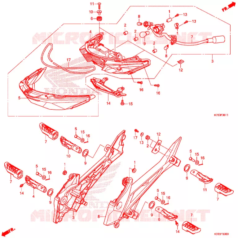 FEUX ARRIERE (AFS125MSF/CSFK) Honda MOTO 125 WAVE 2018  AFS125CSFK