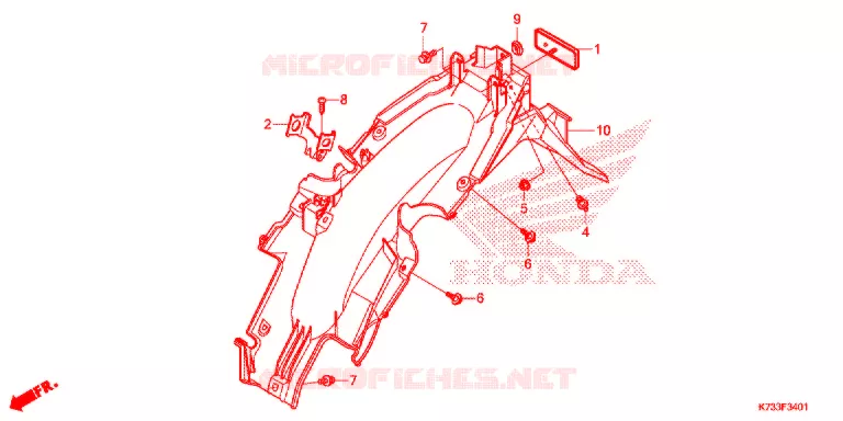GARDE-BOUE ARRIERE (AFS125MSF/CSFK) Honda MOTO 125 WAVE 2019  AFS125CSFK