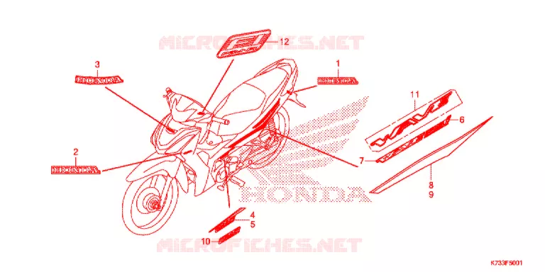 AUTOCOLLANTS (AFS125MSF/CSFK) Honda MOTO 125 WAVE 2019  AFS125MSFK