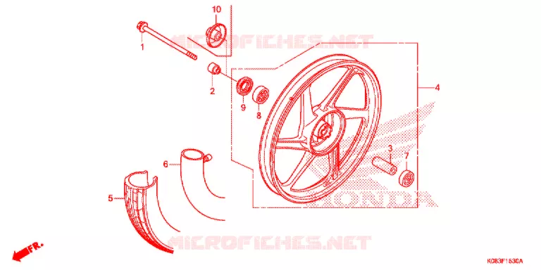 ROUE AVANT (MOULURE/FREIN A TAMBOUR) Honda MOTO 110 ACE 2019  CG110SHK