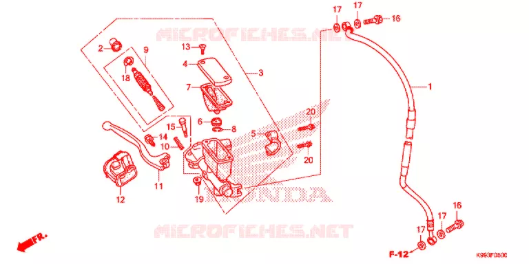 MAITRE CYLINDRE DE FREIN AVANT Honda MOTO 250 CRF 2019  CRF250FK_U