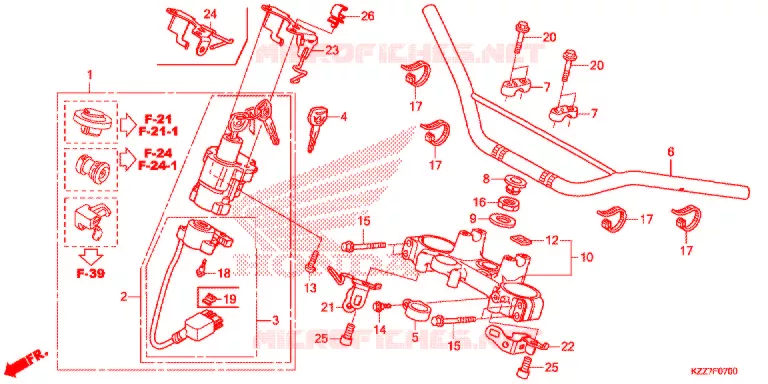 GUIDON - TE DE FOURCHE Honda MOTO 250 CRF 2019  CRF250LAK