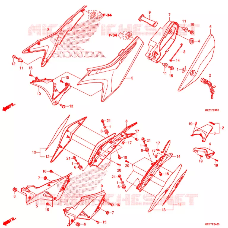 COUVERCLES LATERAUX (CRF250L/LA) Honda MOTO 250 CRF 2019  CRF250LK