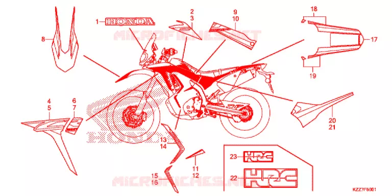 AUTOCOLLANTS (CRF250RL/RLA) Honda MOTO 250 CRF 2018  CRF250RLK