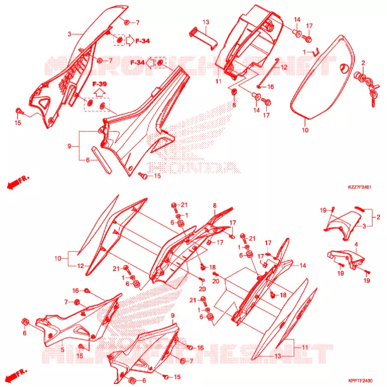 COUVERCLES LATERAUX (CRF250RL/RLA) Honda MOTO 250 CRF 2018  CRF250RLK