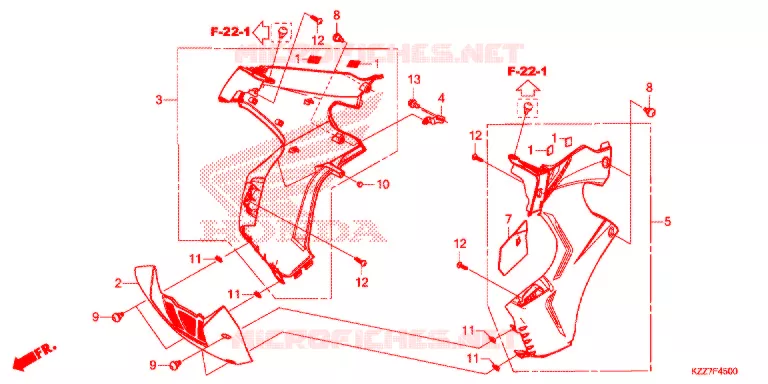 CARENAGES LATERAUX AVANT Honda MOTO 250 CRF 2021  CRF250RLK