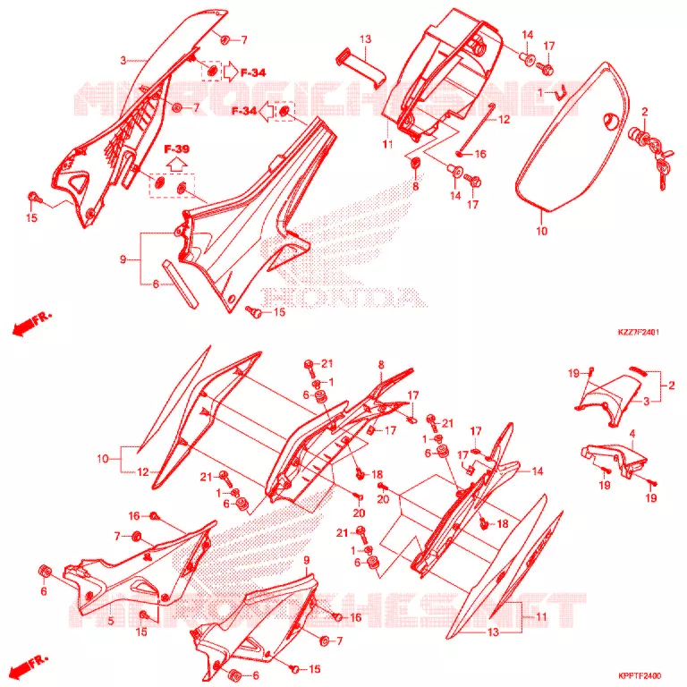 COUVERCLES LATERAUX (CRF250RL/RLA) Honda MOTO 250 CRF 2020  CRF250RLK