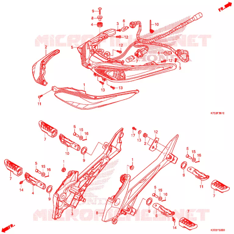 FEUX ARRIERE (AFS125MSF/CSF/KSFH) Honda MOTO 125 WAVE 2017  AFS125MSFH_TH