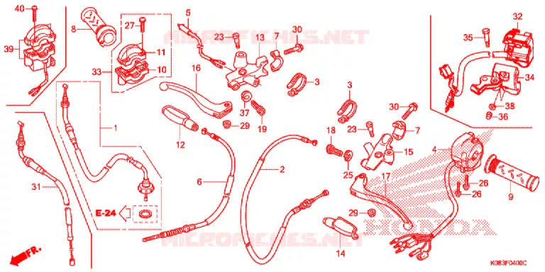 LEVIER DE GUIDON - CABLE - COMMODO Honda MOTO 110 CG 2021  CG110SHK_LA