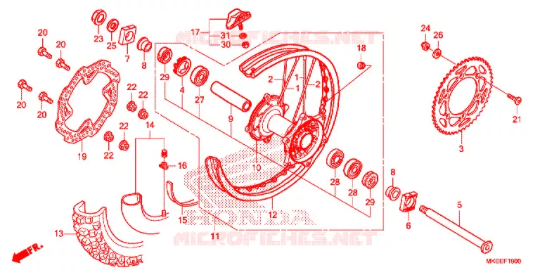ROUE ARRIERE Honda MOTO 450 CRF 2020  CRF450RL