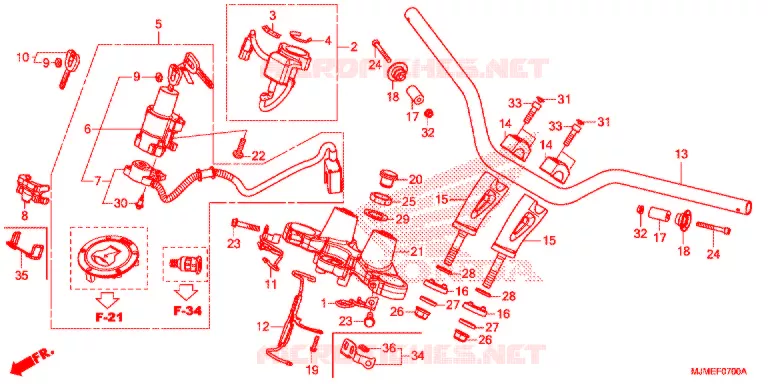 GUIDON - TE DE FOURCHE Honda MOTO 800 CROSSRUNNER 2018  VFR800XJ