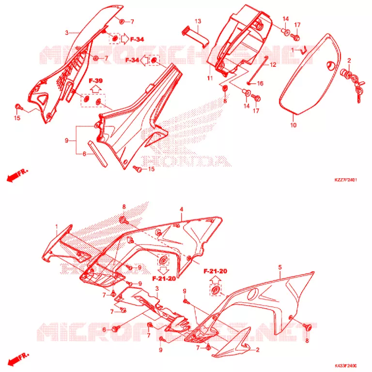 COUVERCLES LATERAUX (CRF250RL/RLA) Honda MOTO 250 CRF 2019  CRF250RLAK